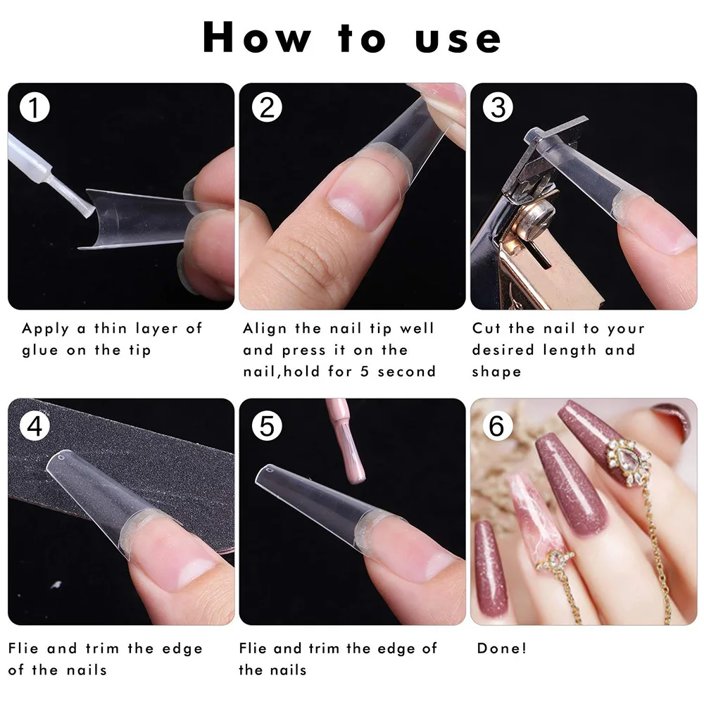 500pcs Half Cover False Nails Set - 10 Sizes