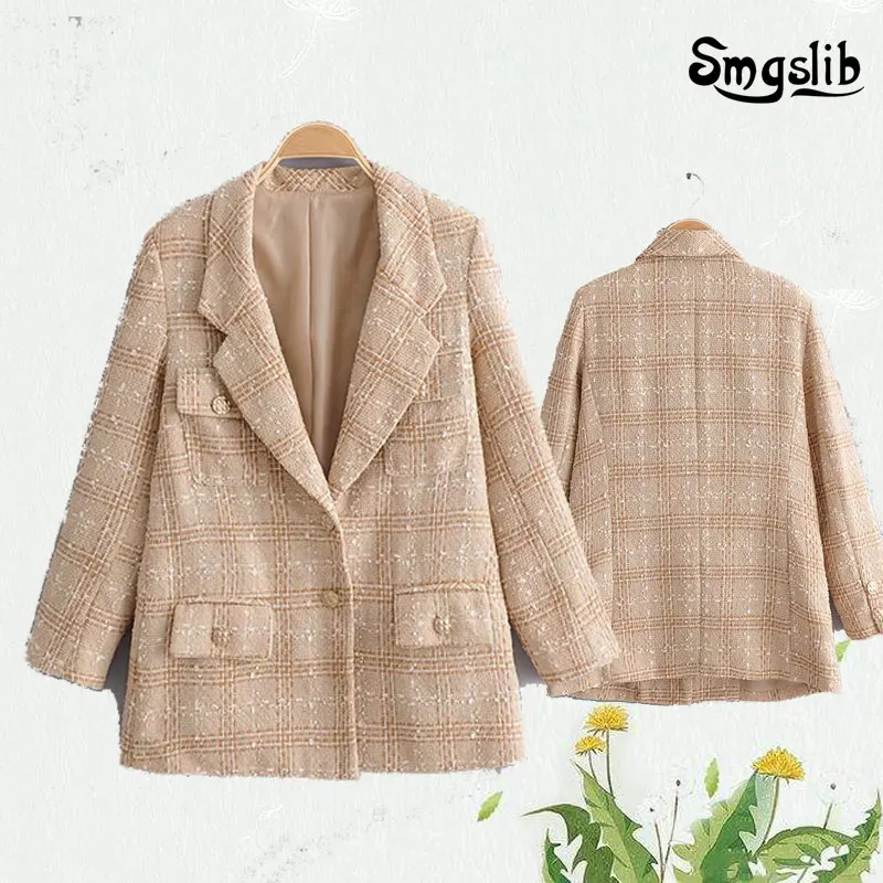 

Vintage women jacket patchwork diamonds black suit 2019 fashion ladies double breasted elegant coat female feminine outerwear