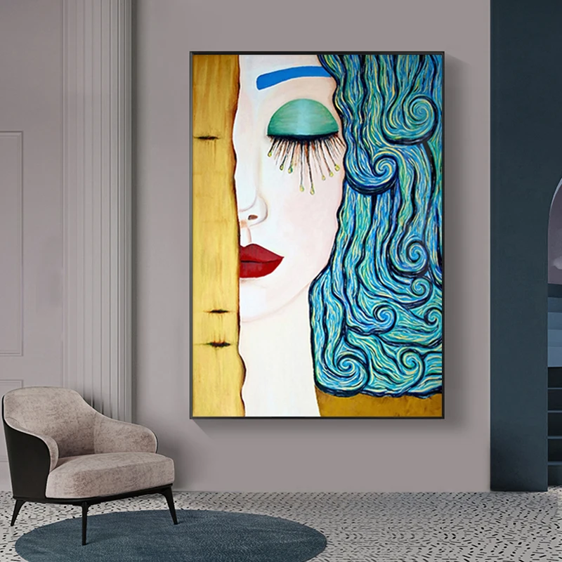 Настенный постер Gustav Klimt с абстрактными поцелуями и слезой картины на холсте