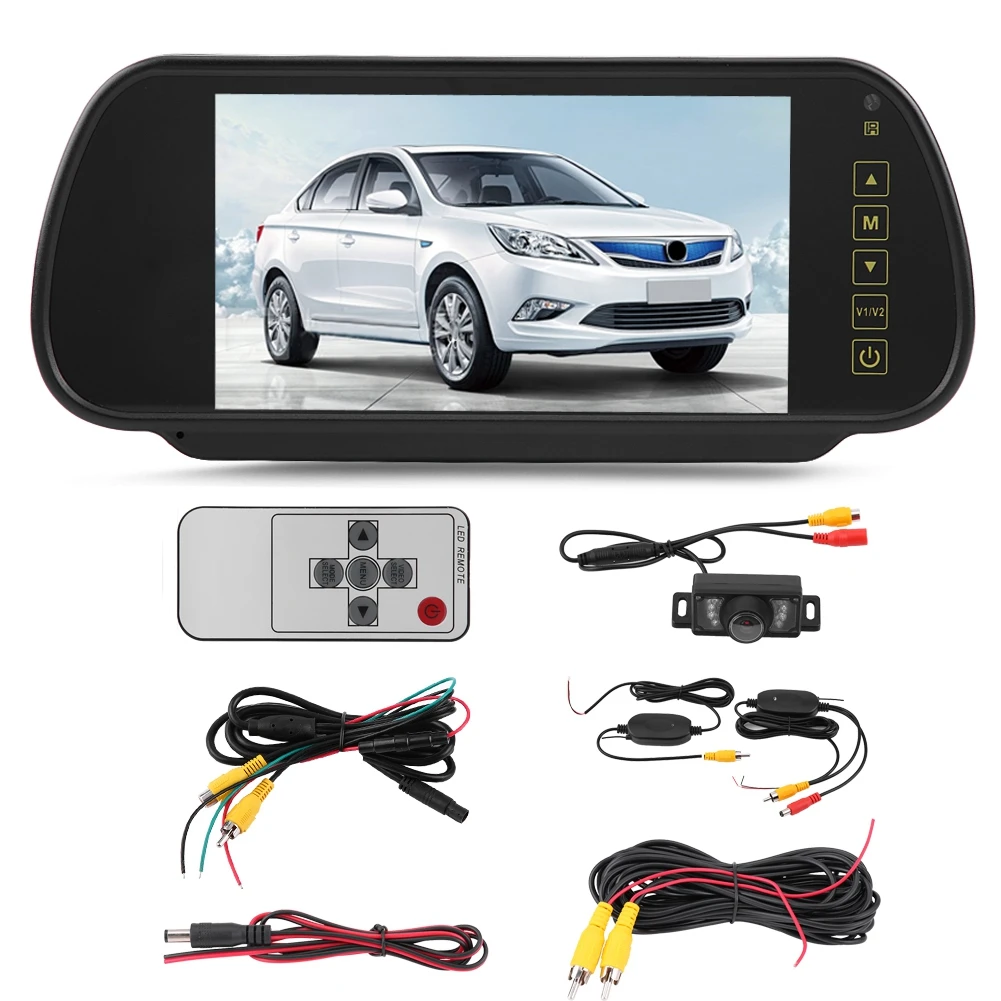 

LCD Monitor Wireless 7 Inch Monitor IR LED Rearview Reversing Backup Parking Camera Kit With Remote Control For Car Truck Bus
