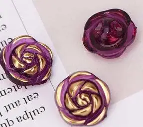 10pcs Crystal Buttons Candy Color Gold Edge Clear Rose Flower Acrylic Buttons for Decoration Handmade Craft Sewing Accessories - Цвет: 10pcs