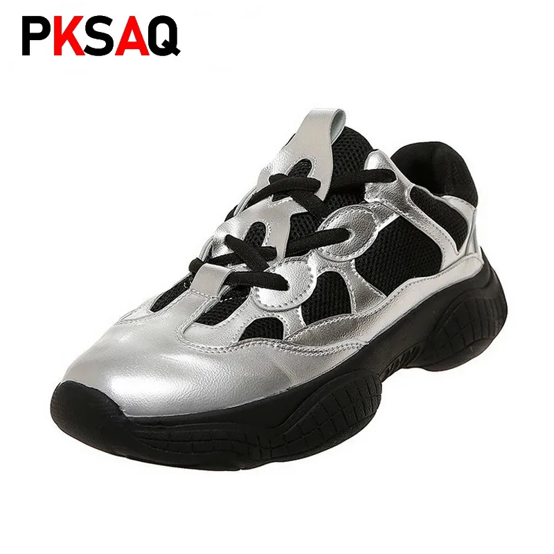 

Sneakers Women Spring Thick Bottom Dropshipping Fashion Breathable Mixed Colors Round Toe Solid Mesh Leisure Women Shoes