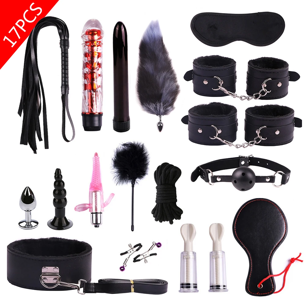 Set bondage bdsm con manette pinze per capezzoli frusta e bavaglio_voghion.com