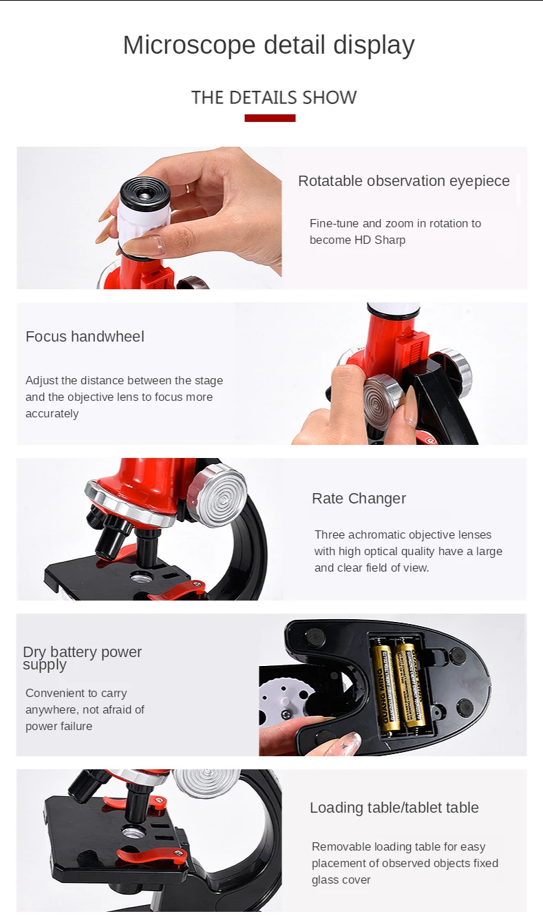 Microscope Kit Lab Science Educational Toy Gift Refined Biological Microscope For Kids Gifts