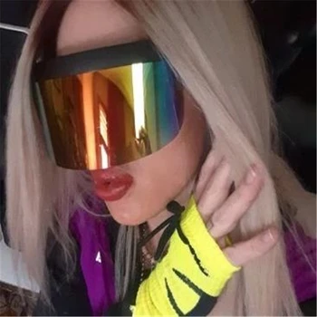 

Oversized exaggerated visor envelope shield large mirror sunglasses half face shield protector motorcycle accessories