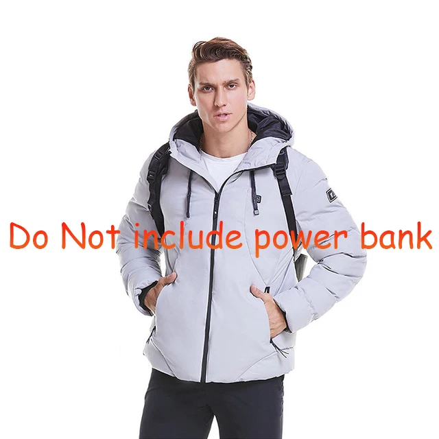 Light gray M-5XL мужская куртка с электрическим подогревом, зимняя водонепроницаемая куртка для походов, пальто с USB подогревом, теплая флисовая куртка, ветрозащитная куртка - Цвет: Light gray