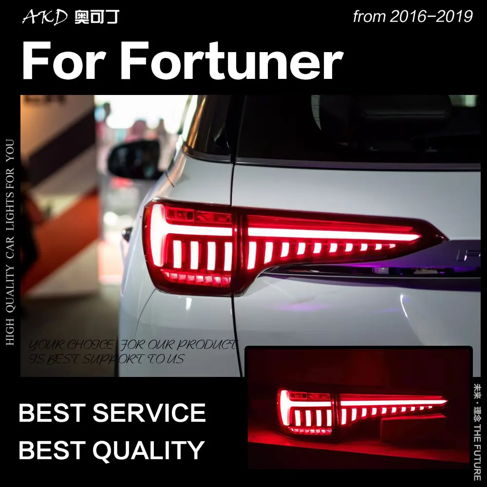 

Car Styling for Toyota Fortuner Tail Lights 2016-2019 Audi-Design dynamic Signal Tail Lamp LED Tail Light DRL auto Accessories