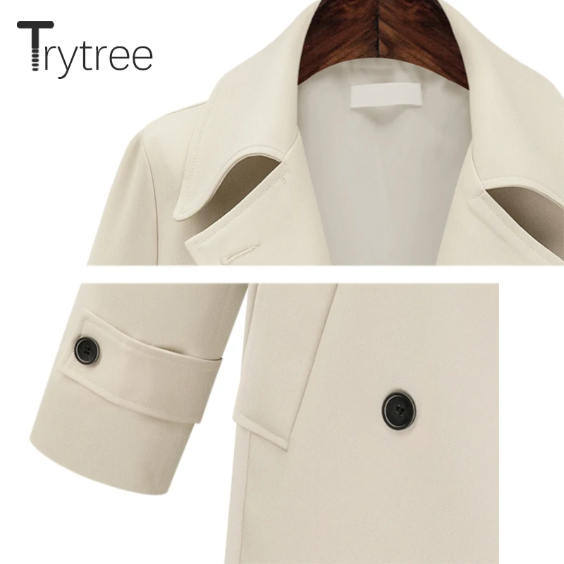 Trytree осень зима повседневное женское платье с отложным воротником двубортное с карманами свободное модное одноцветное 3 цвета офисное женское платье