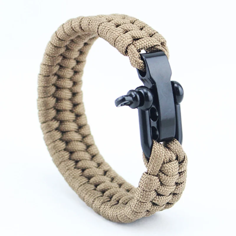 Outdoor Camping Survival Gelang Pria Pendakian Olahraga Tali Parasut Adjustable Stainless Steel Gesper Persahabatan Gelang Pria