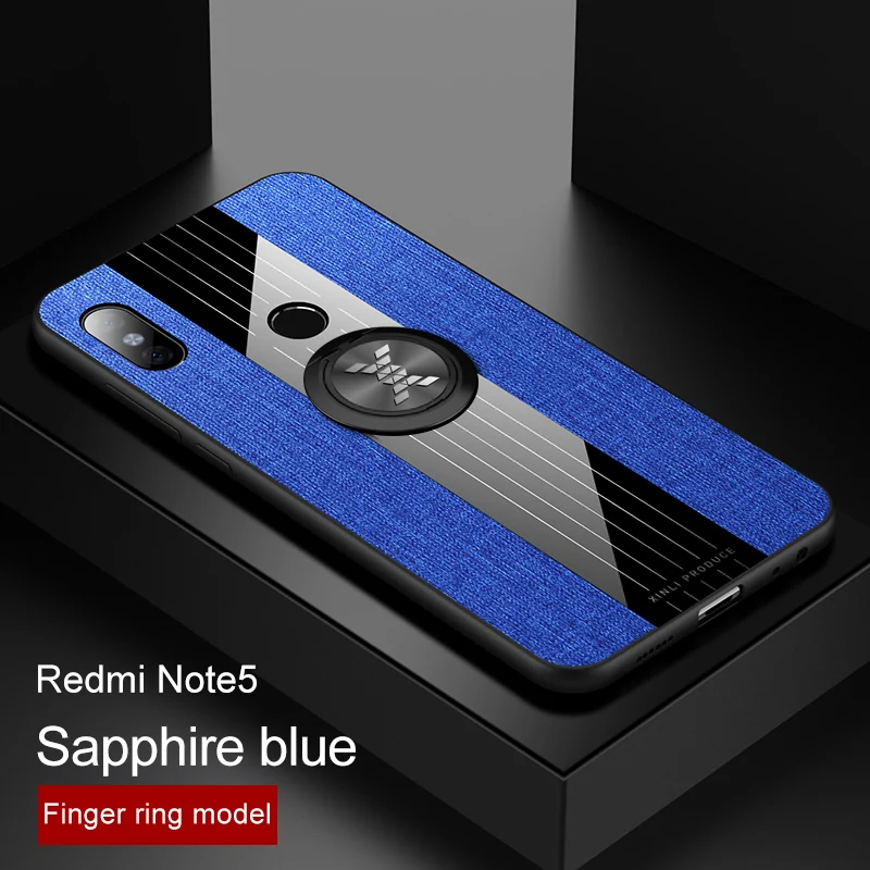 Для Xiaomi Redmi Note 5 Pro Чехол матовая ткань глянцевый чехол для xiomi Xiaomi Redmi 5 Plus противоударный чехол для телефона с кольцом держатель - Цвет: Blue With Ring