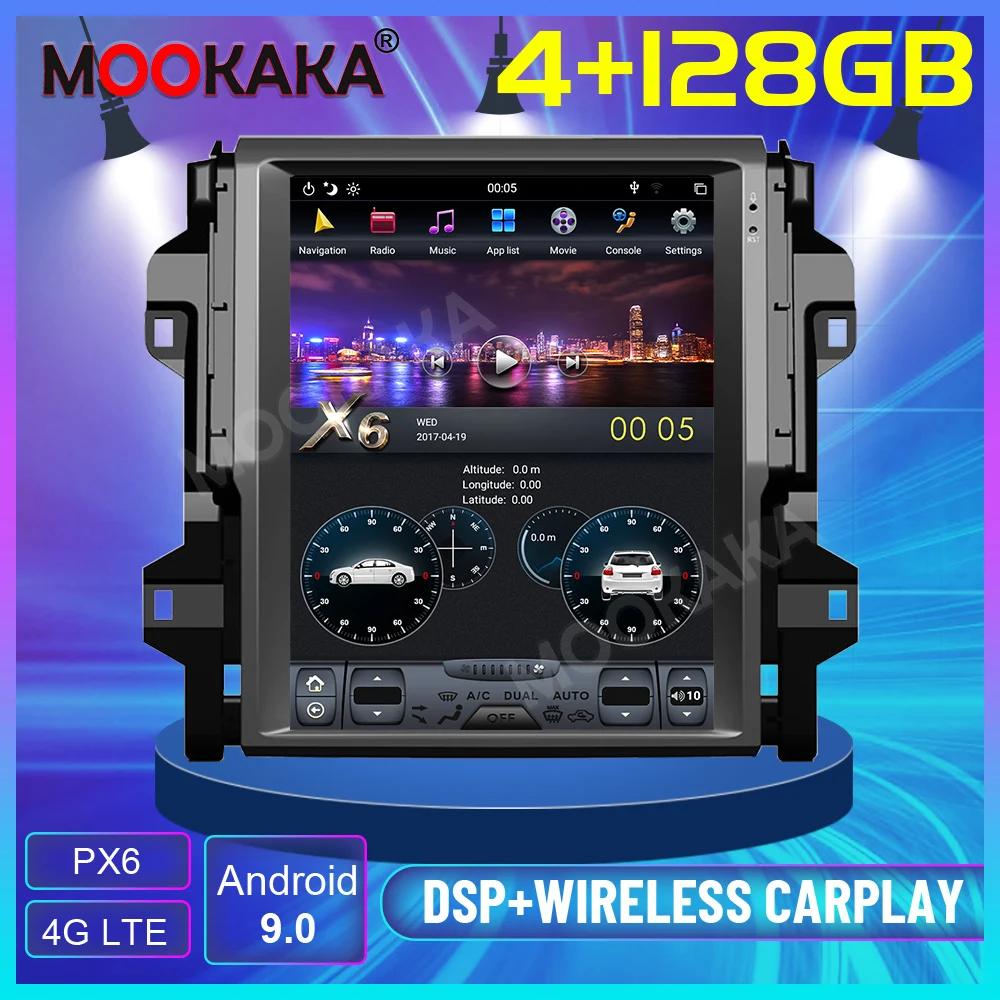 

128G Tesla Screen DSP Carplay Android Car Radio 2 Din Stereo Receiver For Toyota Fortuner 2016 2017 2018 2019 GPS Recorder Unit