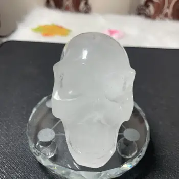 

hot sales natural white quartz crystal skull carved pet for home deocr