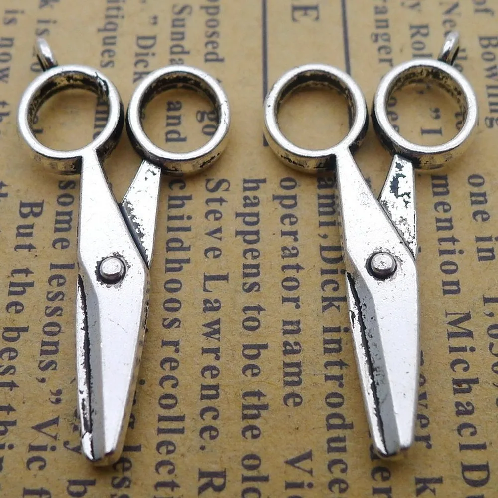 120pcs Scissors Charms 17mm x 34mm DIY Jewelry Making Pendant antique silver color | Украшения и аксессуары