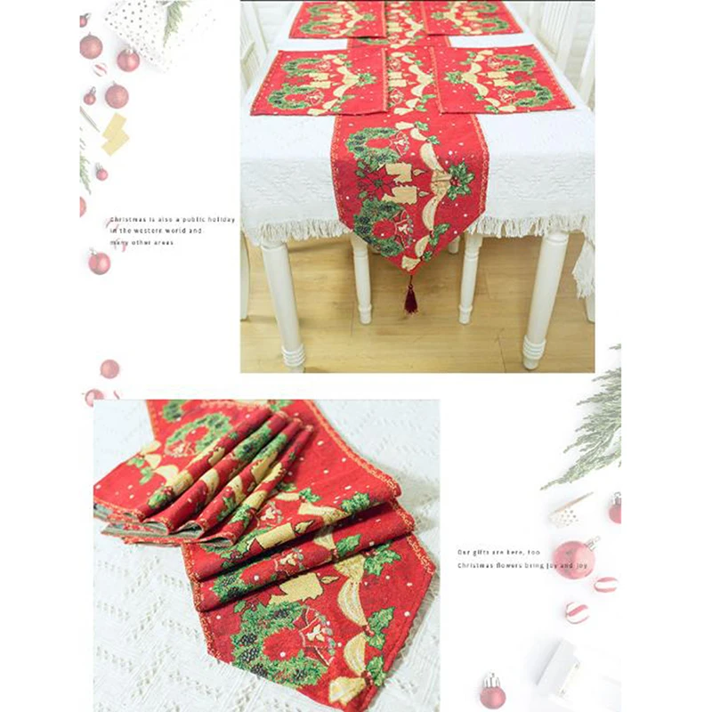 Christmas Table Runner Placemat Set Elegant Table Decoration Party Dining Tablecloth
