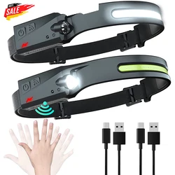 Lampe frontale à LED haute puissance, alimentée par USB, Rechargeable, idéale pour la chasse, la pêche, le tourisme et le Camping, 5 Modes, en noir, 18650 