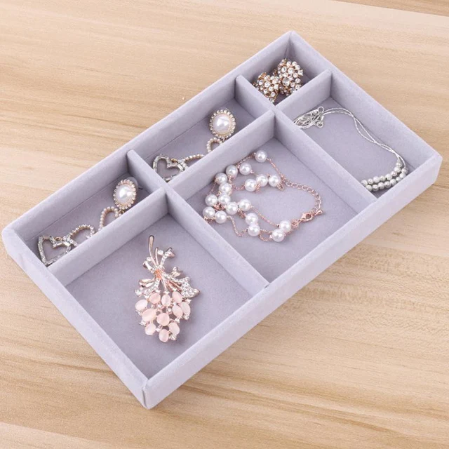 Velvet Jewelry Display Tray Case Hot Sale Stackable Exquisite Jewellery  Storage Holder Boxes Portable Ring Earring Organizer Box