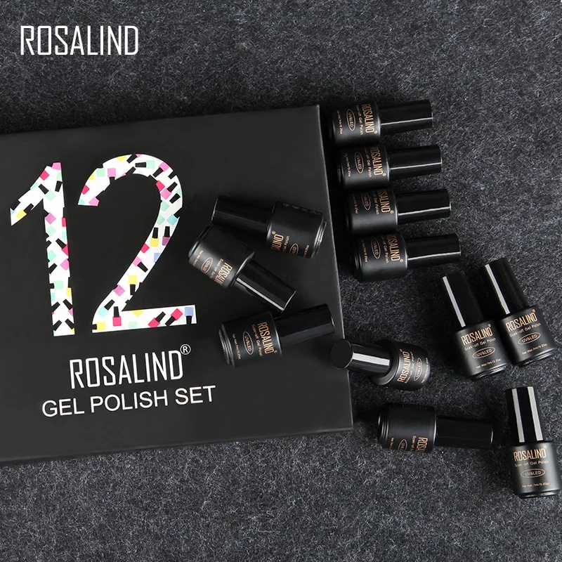 (12 шт./партия) ROSALIND Гель лак для ногтей набор замачивания наборы неоновая основа
