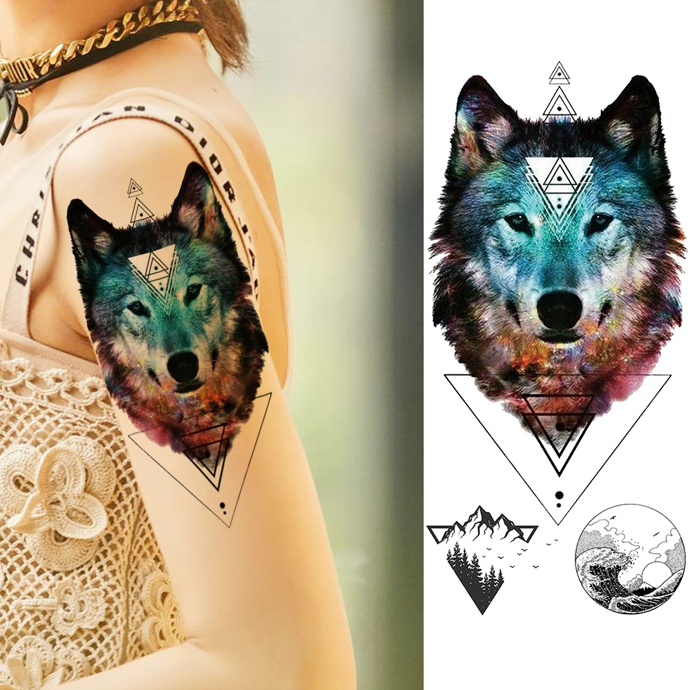 Классные Гангстерские временные искусственные татуировки, геометрические татуировки черепа смерти, водонепроницаемые черные планеты, Цветочные татуировки для женщин, мужской боди-арт - Цвет: DMZ079
