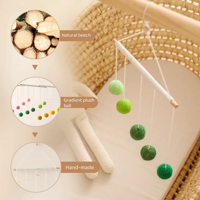 Baby Montessori Plush Ball Mobile Toy Newborn Colorful Hanging Crib Toy Visual Sensory Game Color Cognitive Educational Toys 3