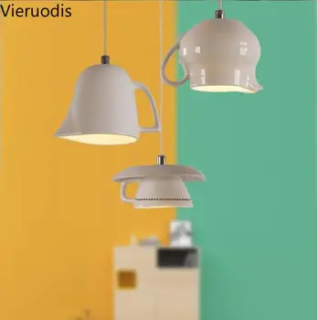 

Nordic Ceramic Led Cup Teapot Pendant Lights Modern Hanging Lamp for Dinning Room Restaurant Bar Cafe Bedside Lighting Fixture