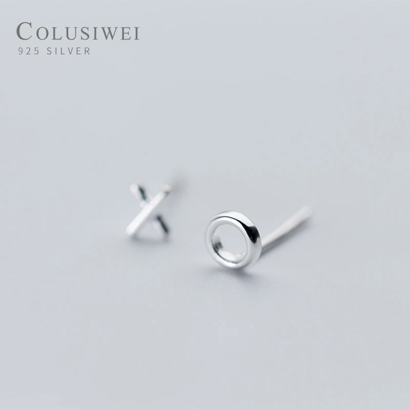 Colusiwei, простые минималистичные серьги-гвоздики для ушей, 925 пробы, серебряные, стильные, с крестом, круглые серьги-гвоздики, модные ювелирные изделия, бижутерия, новинка