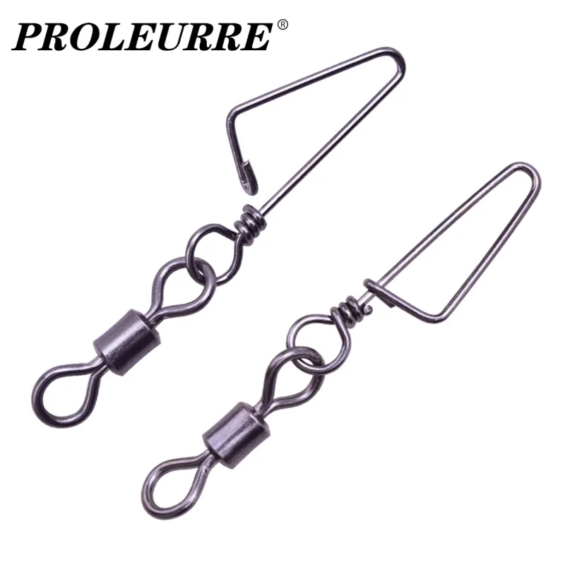 Stainless Steel Fishing Swivels MS+QL Interlock Rolling Swivel Hooked Snap Fish Hook Connector Accessories 20pcs/Lot