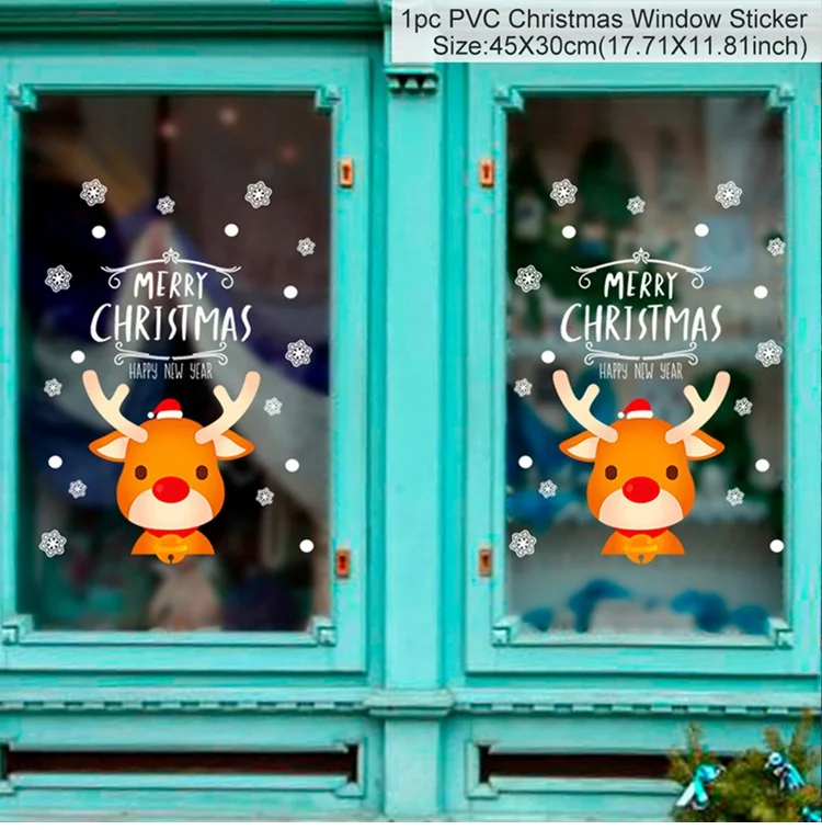 Merry Christmas Noel серьги кулон Рождественский подарок украшения Рождественский Декор для дома Новогодний подарок Navidad Natal - Цвет: Window sticker 9