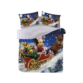 

Mickey Minnie Christmas Bedding Set Santa Claus Duvet Cover Pillowcase Home Textile Adult Children Gift Queen King Size Bed Set