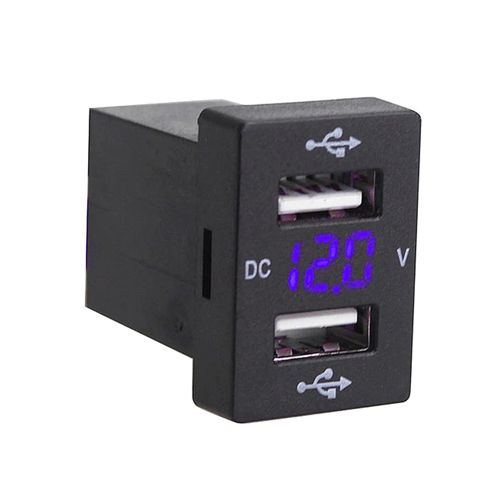 DC5V 2.1A Dual USB Автомобильные зарядные устройства с синий светодиодный Вольтметр напряжения для Toyota
