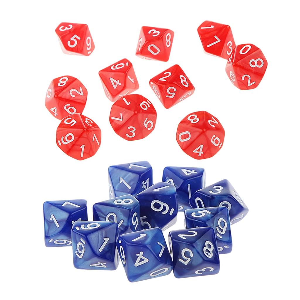 20x 22mm Ten Sided Dice D10 for Playing Dungeons D&D TRPG Roleplay Game Toys Party Gambling Dices Game Digital Dices