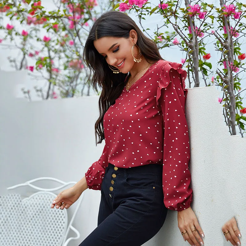 New Autumn Elegant Ladies Chiffon Blouses Vintage