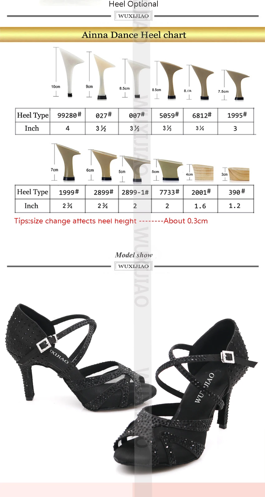 WUXIJIAO/Женская обувь; джазовые кроссовки на высоком каблуке; Черная танцевальная обувь со стразами; обувь для латинских танцев