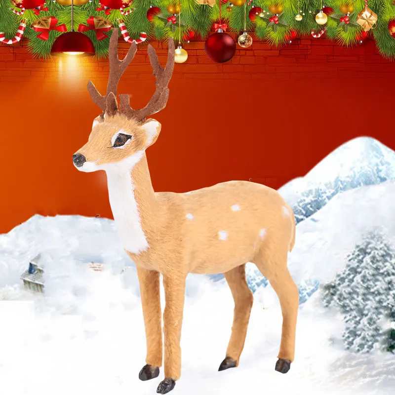 Рождественский олень новогодний с рогами из плюша и пластика вечерние украшения