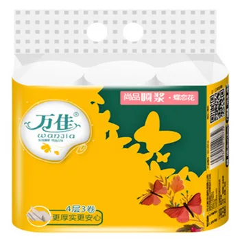 

3pcs/bag 4ply White Toilet Tissue Hollow Replacement Roll Paper Clean Prevent Flu Cleaning Toilet Tissue Soft Toilet Paper