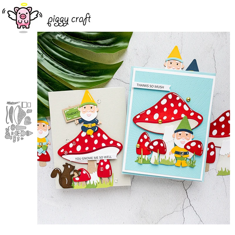 

Piggy Craft metal cutting dies cut die mold Squirrel mushroom dwarf Scrapbook paper craft knife mould blade punch stencils dies