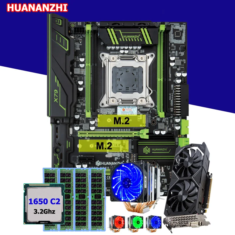 HUANANZHI X79 Pro Материнская плата с двумя M.2 видео слот карты GTX1050Ti 4G Процессор Xeon E5 1650 C2