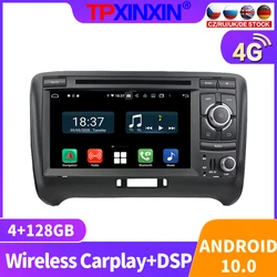 Radio Multimedia con GPS para coche, Radio con reproductor de vídeo, estéreo, accesorios, dvd, 2Din, Android 10, 128GB, para Audi TT 2006, 2007   2013