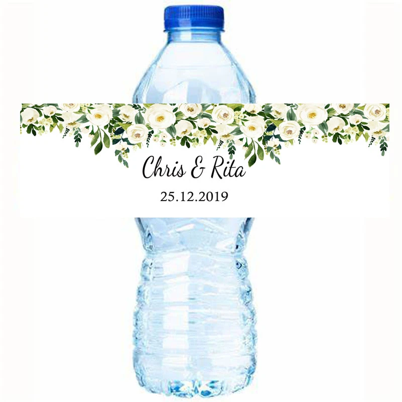 Etiquetas personalizadas para botella de agua, pegatinas de boda para fiesta de bautismo, cumpleaños, envolturas de botellas, 24 Uds.|Decoraciones de fiestas| - AliExpress