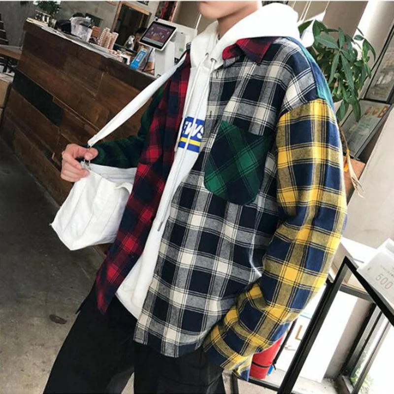 Рубашка MODA VELOCE мужская в клетку повседневная Хлопковая сорочка кроя Regular Fit цвет