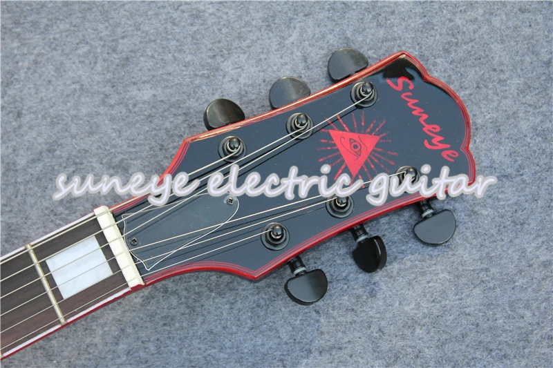 Suneye глянцевая черная отделка на заказ электрогитара Красная гитара обвязочная гитара электрическая левша Гитарный комплект на заказ