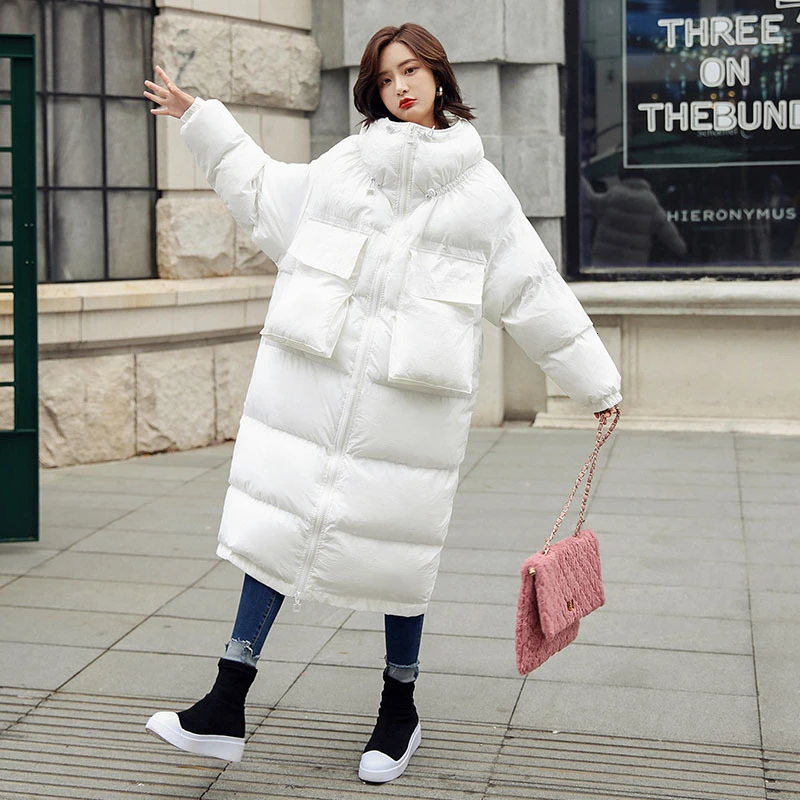 X-length, больше размера d, длинная куртка-бомбер размера плюс, Женское зимнее хлопковое пальто, парка, женские корейские Базовые Куртки, верхняя одежда, зимняя одежда