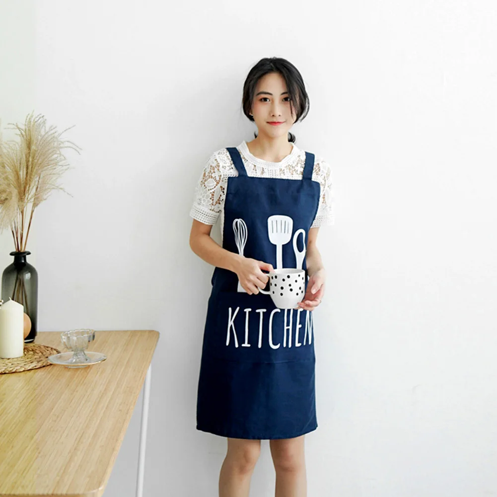 Sleeveless Overall Spoon Letter Printed Home Kitchen Cooking Baking Apron
