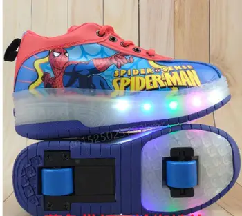 

2020 Elsa Spiderman Wheel LED Sneakers for Kids Girls Boys Two Wheels Blue Yellow