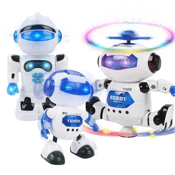 

1Pcs Creative 360 Rotating Smart Space Danceing Astronaut Robot Toy Figures Funny Music LED Battery Electronic Walking Toys