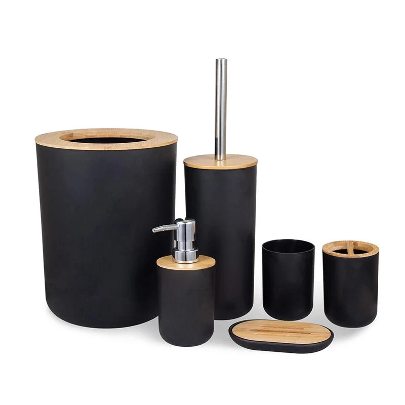 

6-Piece Bathroom Accessories Soap Box Toothbrush Holder Trash Can Soap Dispenser Toiletries Toilet Brush Toothpaste Holder