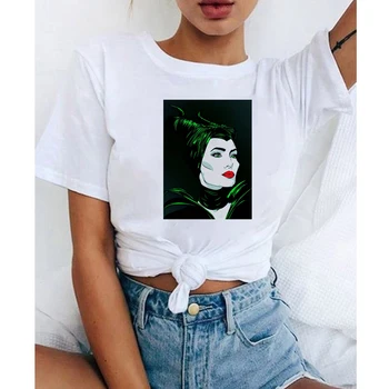 

Lus Los 2019 Sleeping Curse Lady T-shirt Printing Harajuku Zaraing Vadiming Sheining Women's T-Shirt F Retro Casual Top