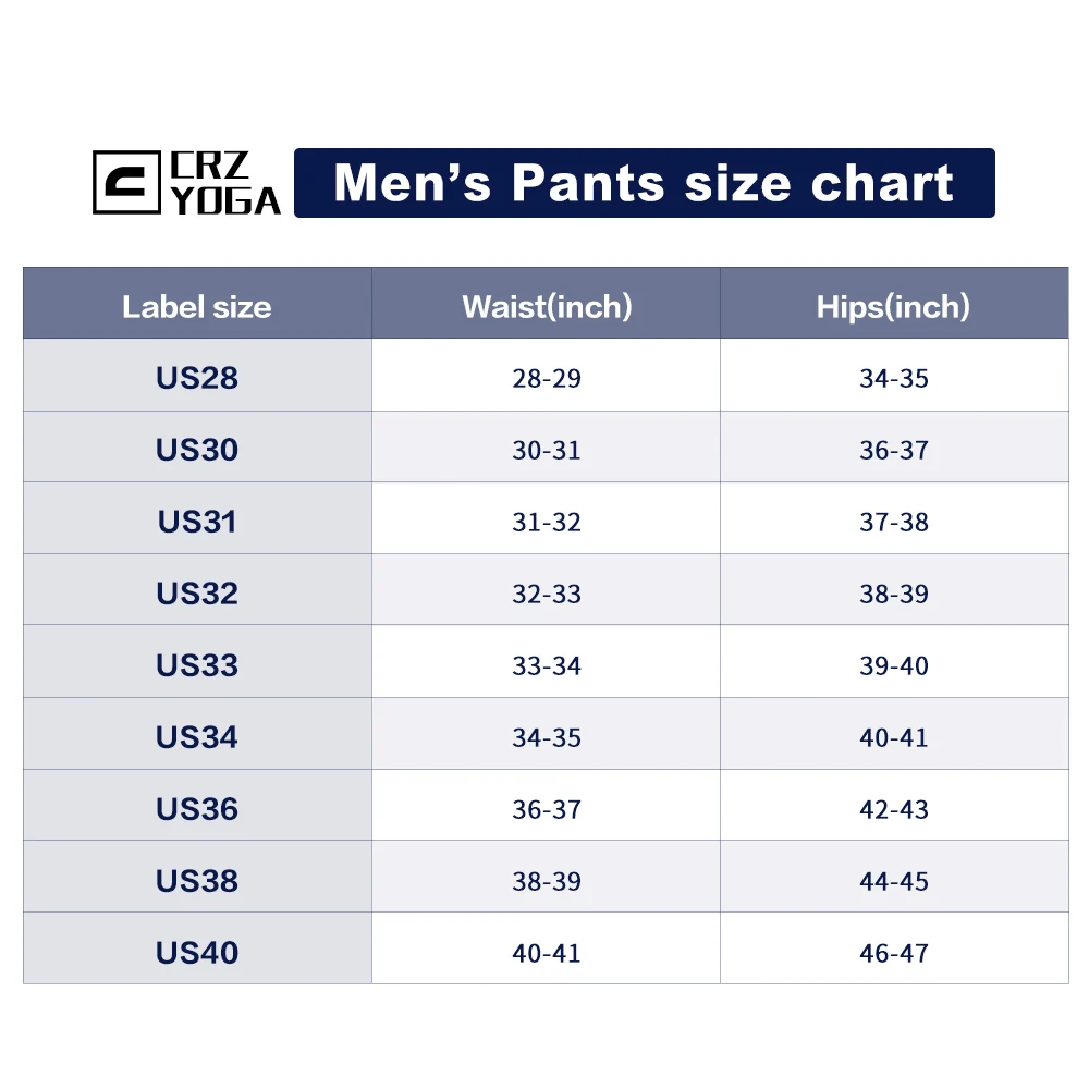 crz yoga size chart