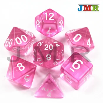 

Transparent 7pcDie Set with Candy Effect Poker Game Dice D&d D4,d6,d8,d10,d12,d20 Pink color Portable Dice, Rpg Dnd Board Game