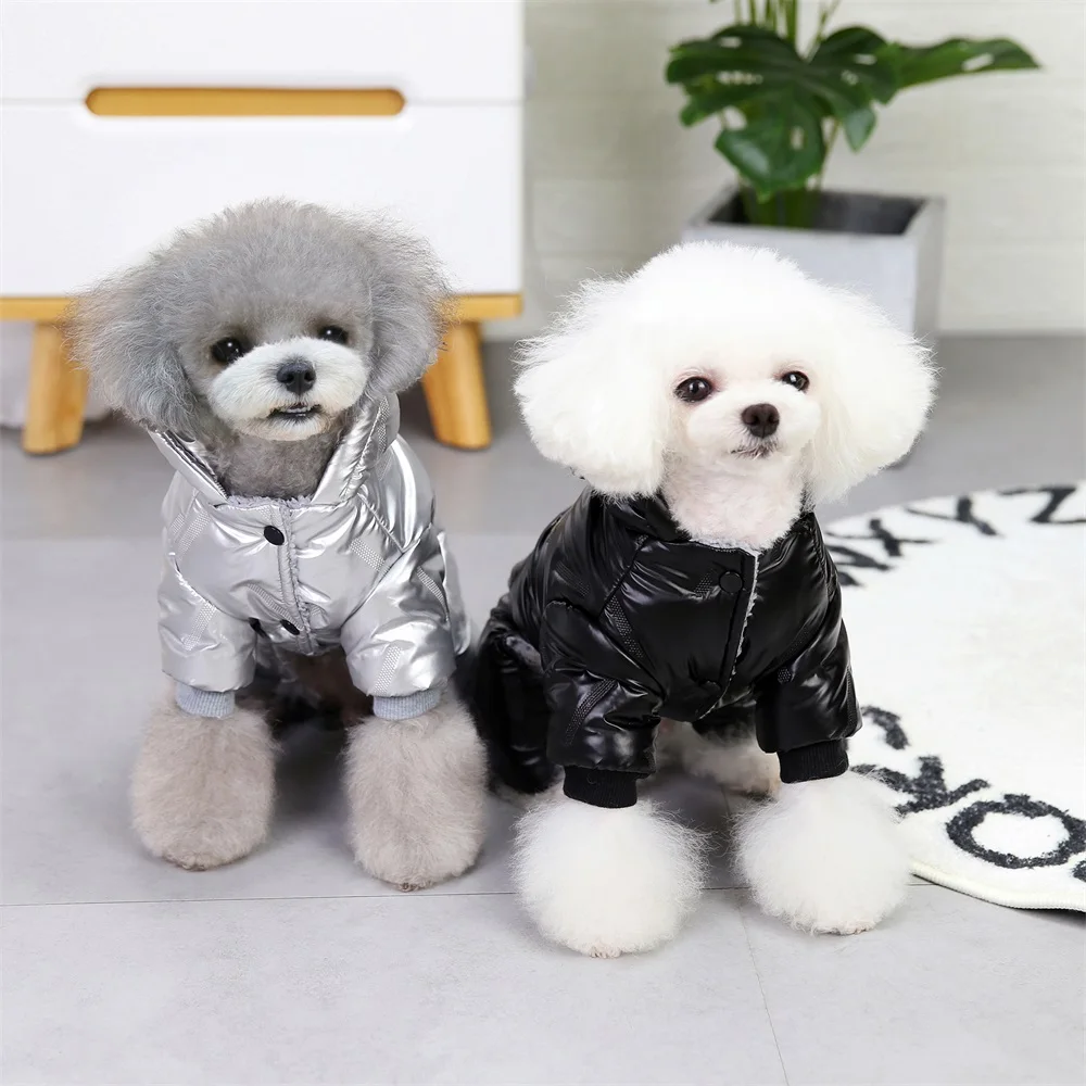 Hooded Four-Legs Padded Jacket For Dogs Winter Small Dogs Pet Clothes Super Warm Clothing Thicker Cotton Coat Waterproof