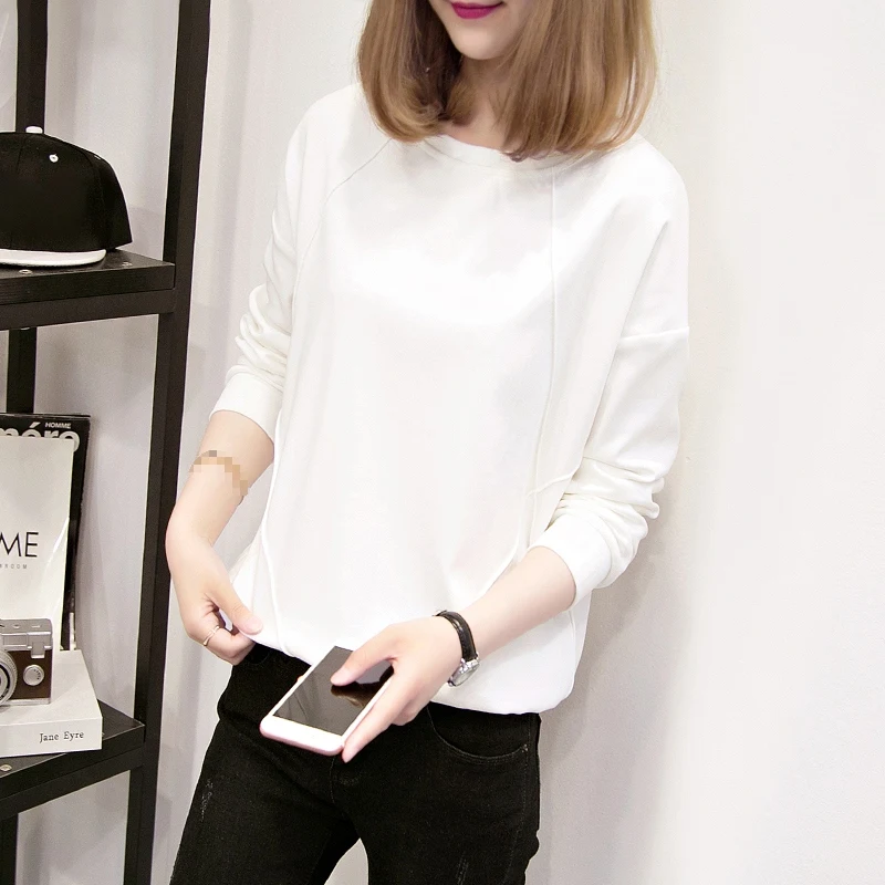 

Sweatshirts Women Winter Solid Round Neck Long Sleeve Velvet Warm Korean Loose Hoodies Female Casual Coat 2019 Autumn